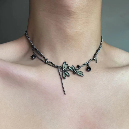 Colorful Dark Black Clavicle Chain High-Grade Necklace For Women